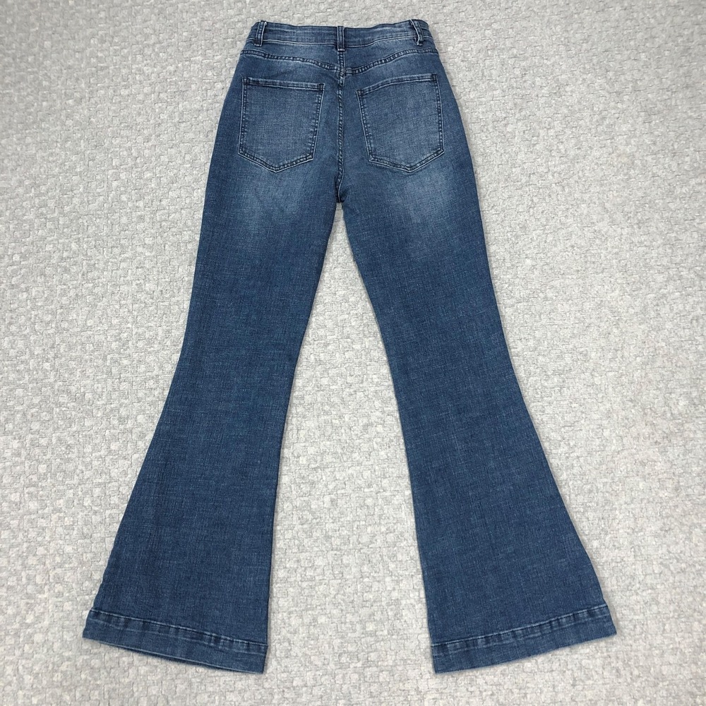Chelsea & Violet Flare Jeans Womens 28 Blue Medium Wash High Rise Stretch Denim - Picture 2 of 12